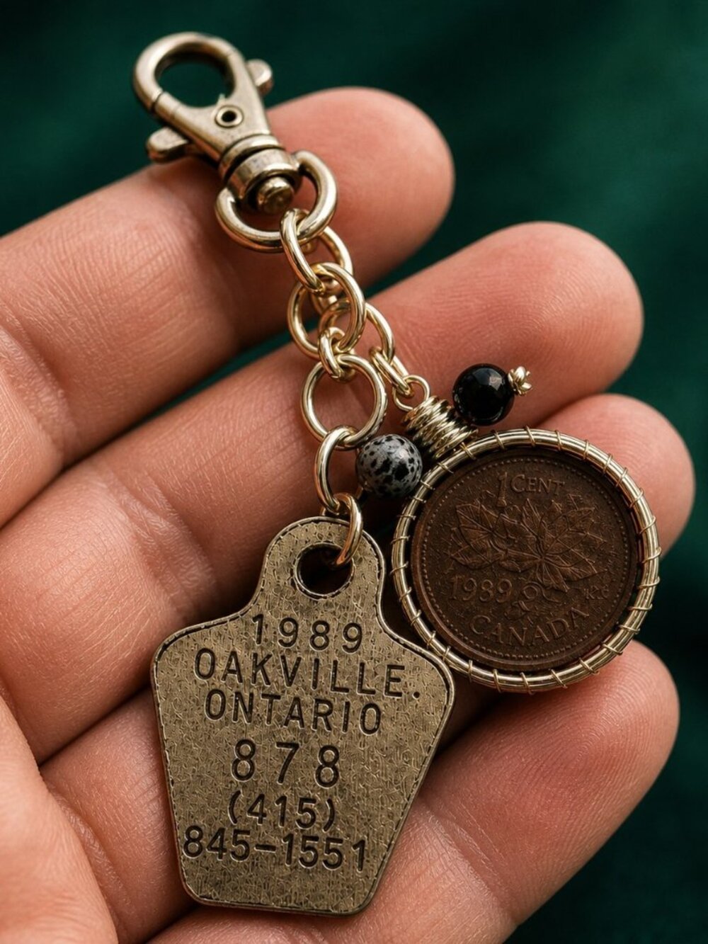 Synced Year Relic Keychain • Real Found Animal Tag • One of a Kind Metal Art